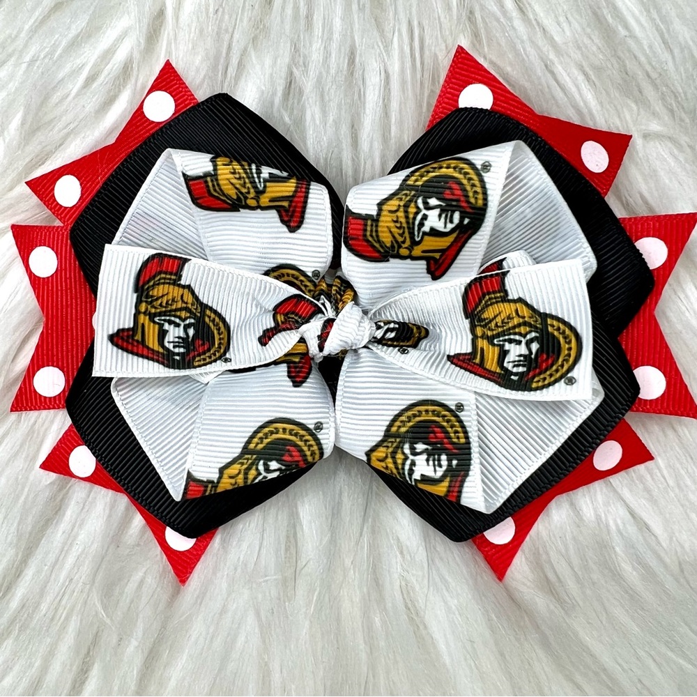 🎀🏒 NHL Ottawa Senators Hockey Hair Bow Barrette Clip 🏒🎀